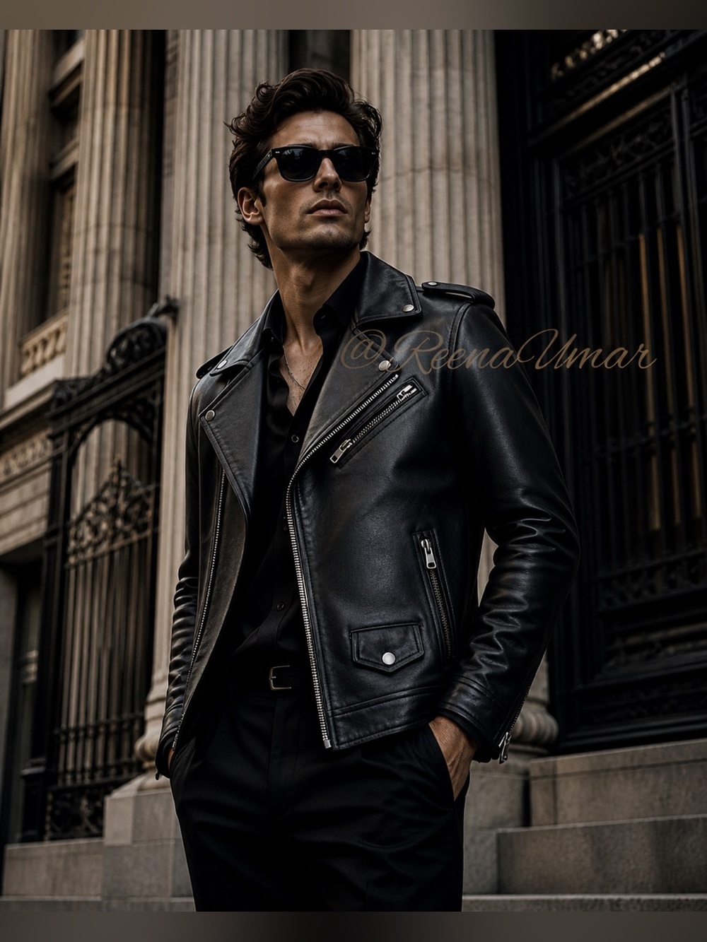 OAKWOOD “ICONIC” Authentic Lambskin Leather Biker Jacket – Men’s Size Small